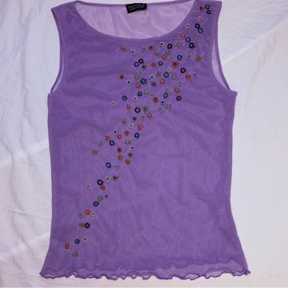 Y2K Daniele Baracchi Sleeveless Beaded Top Size M